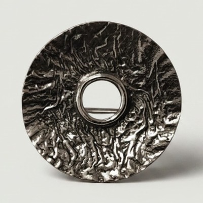 Sterling Silber strukturierte Brosche 21 mm rund Handarbeit massiv 925 minimal Schmuck