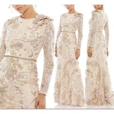 Mac Duggal 11174 Blush Embroidered Lace Trumpet Gown Size 16 $798 - Mac Duggal