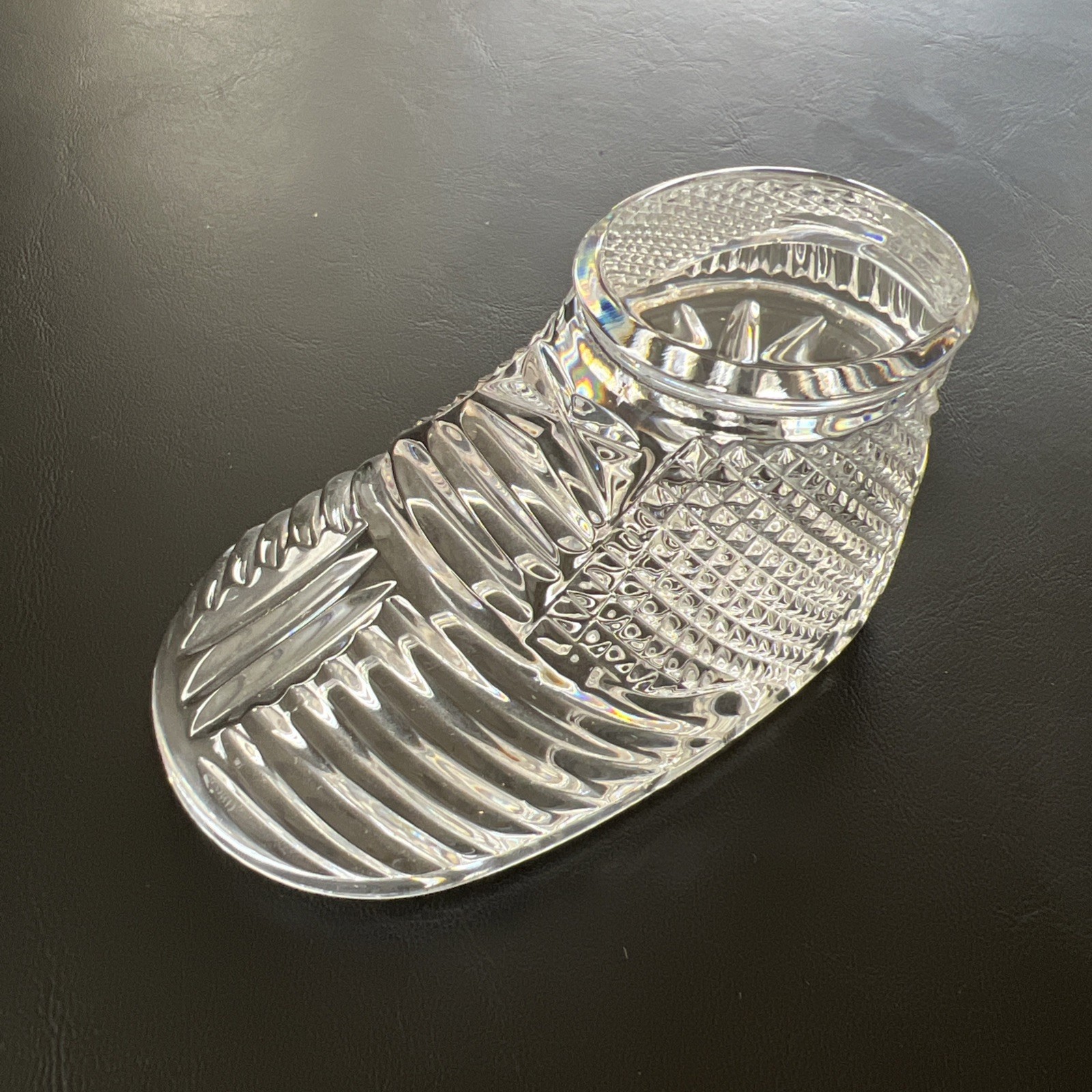 Waterford Crystal Baby Shoe Bootie Paperweight Signed 4" x 2" Birth Christening