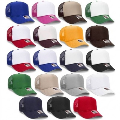 OTTO CAP  32-467 - 5 Panel Mid Profile Mesh Back Trucker Hat