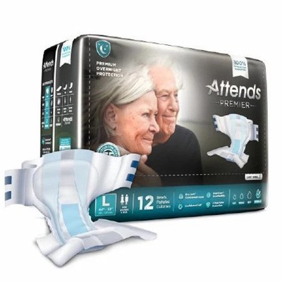 Unisex Adult Incontinence Brief Attends Premier Large  Case Of 4 By Attends