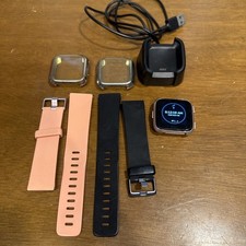 Fitbit Versa 2 Rose Gold Tone Fitness Smart Watch w/2 Bands  Charger