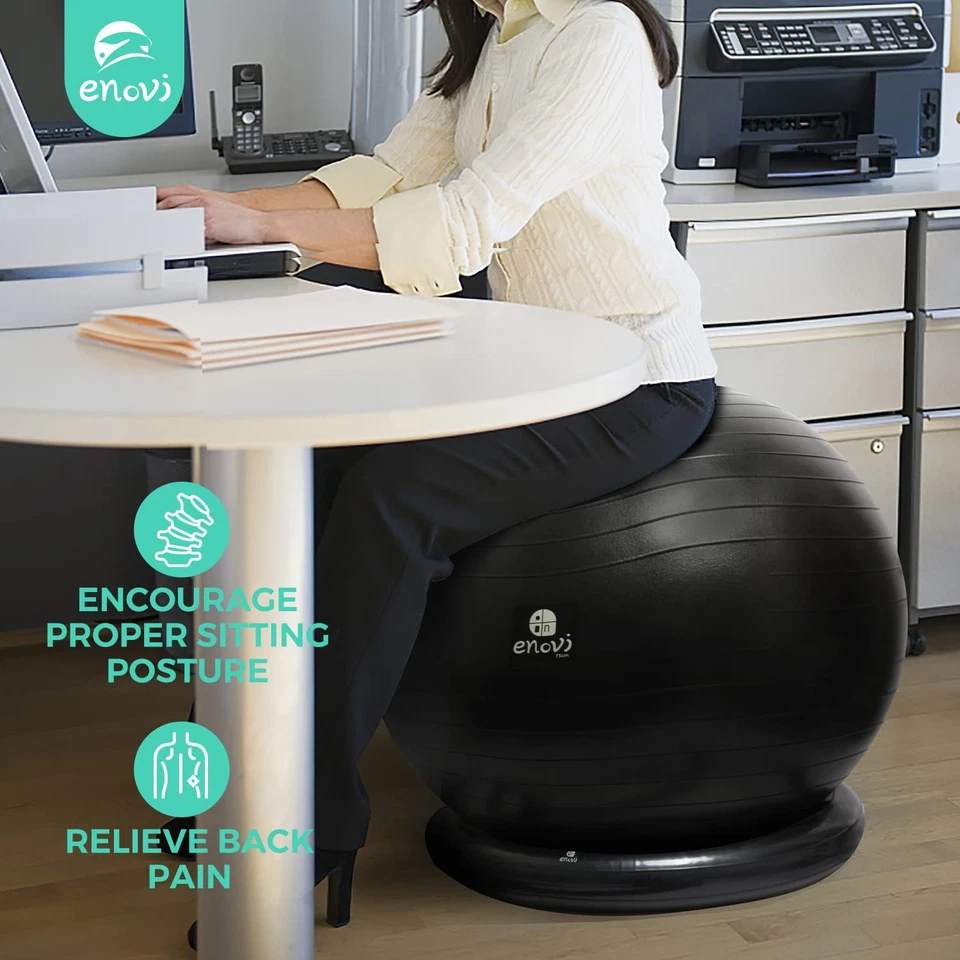 Fit+ Exercise Ball with Adjustable Resistance Bands and Base, Yoga Ball Home ... - Image 2 of 4