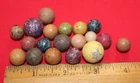 Civil War Era Handmade Clay Marbles Lot of 18 with Yellow Star Shooter