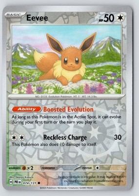 Eevee 074/131 Common Prismatic Evolutions Reverse Holo Near Mint