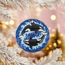 Orca Ornament Killer Whale Art Ocean Waves Marine Life Nature Gift