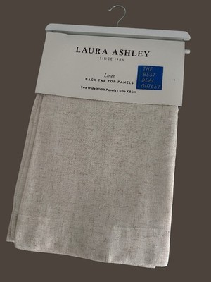 New Laura Ashley Window Curtains 2 Wide Panels 52 x 84 Linen