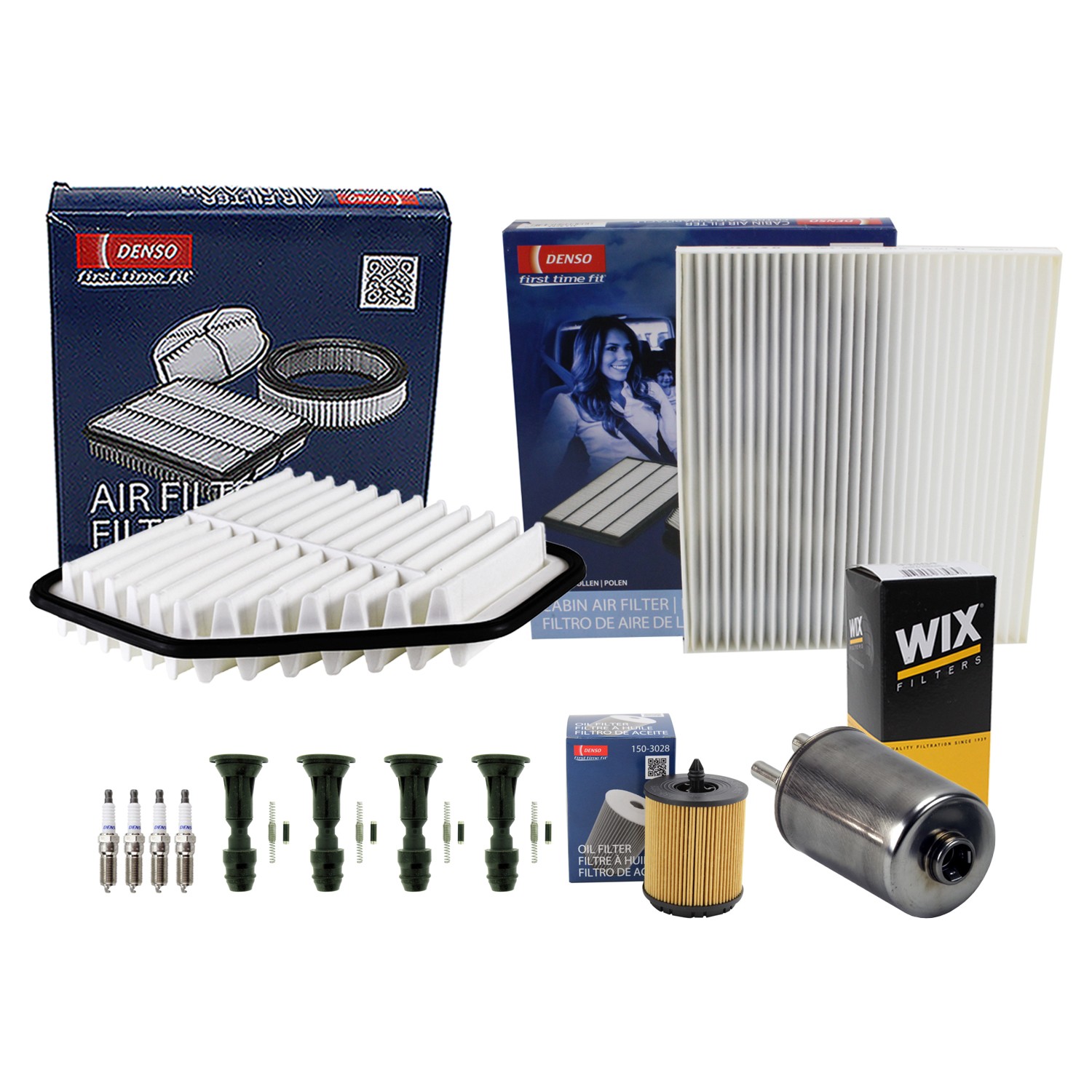 Denso Tune Up Kit 4 Spark Plugs and Boots Kit for Cobalt G5 L4 FWD W/ Gap 0.050