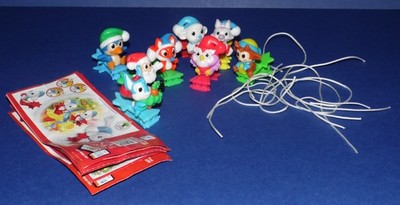 FERRERO Kinder Überraschung * komplettes seltenes Vintage Set 8 Weihnachtsklammer Tiere *