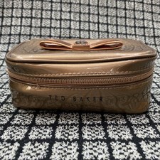 Image of Ted Baker London Bow Jewellery Case Travel Makeup Organiser Rose Gold Pink