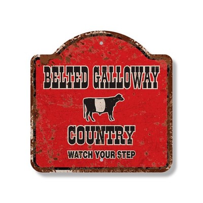 Rustic Vintage Belted Galloway Country Sign Farm Animals Watch Your Step
