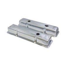 Short Chrome Steel Valve Covers With Threaded Hole For Chevy Small Block