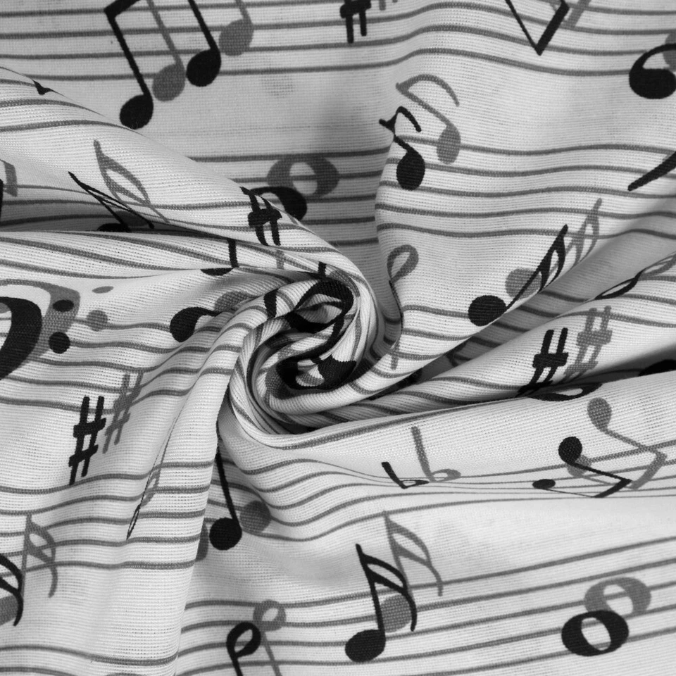 Dekostoff Musiknoten weiß Canvas Dekoration Vorhänge Kissen Taschen (Preis=0,5m) - Bild 2 von 4