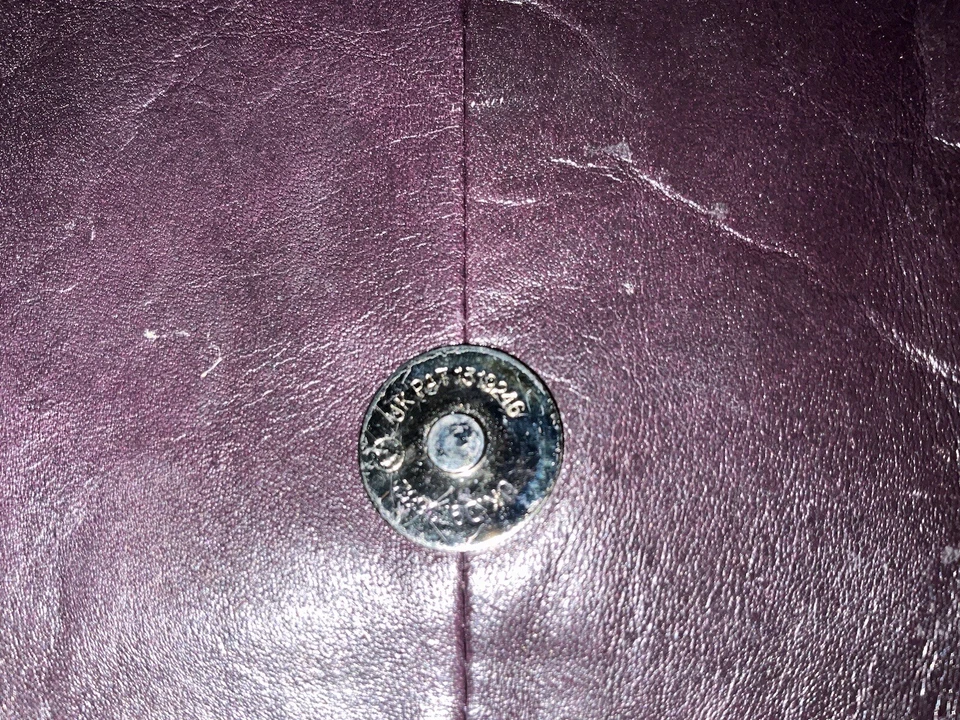 Bolso de hombro vintage LAURA ASHLEY de cuero púrpura y negro a lunares cartera preppy Foto 4 de 4