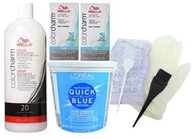 SalonTop Frosting Kit with Quick Blue Bleach, Cream Developer, Two Color Toner