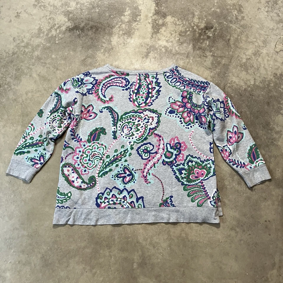 Sudadera Talbots Mujer Plus X Gris Estampado Paisley Multicolor Relajado Salón Foto 3 de 4