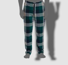  46 Perry Ellis Men's Green Relaxed Fit Pajama Lounge Fleece Plaid Pants Size M