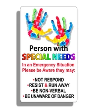 Person Special Needs Emergency Alert Sticker Car Van Window Bumper Vehicle Decal