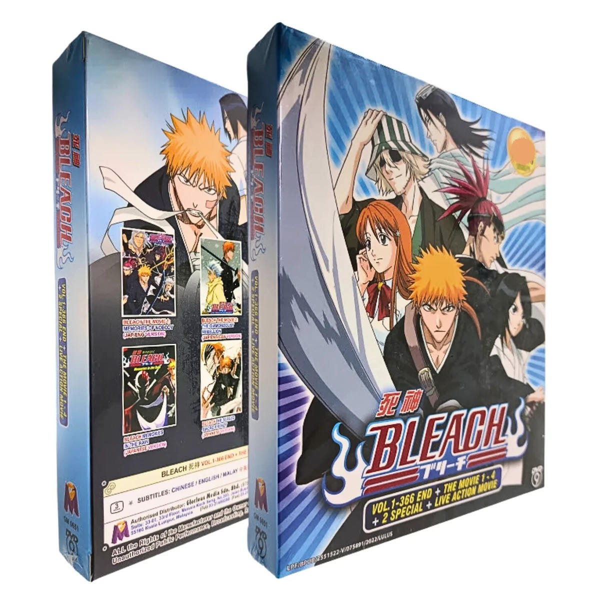 BLEACH Anime DVD (Vol.1-366 End) + The Movie 1-4 + 2 Special +