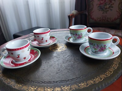  Porzellan Tassen Set  Espresso 4St. Sommer und Winter. La Vida  Neuwertig. 