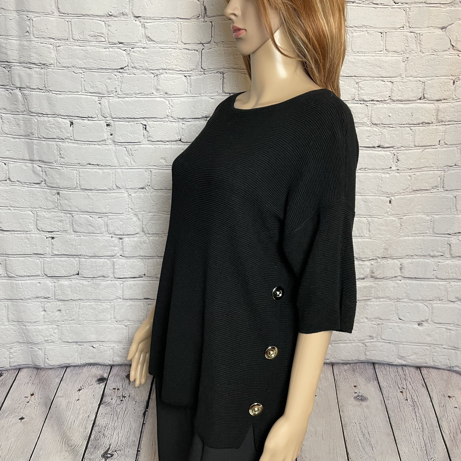 Chico's Side-Button Nicolette Pullover Black Knit… - image 8