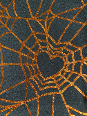 Halloween Orange Metallic Spider Web Black Leggings XS 4/5 NEW