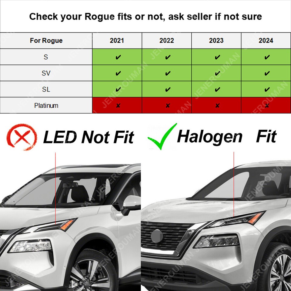 Driver Left Side Daytime Running Light – For 2021-2024 Nissan Rogue, Halogen, Black Housing