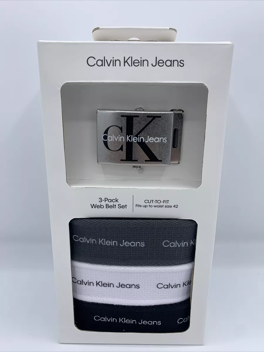 Calvin Klein Unisex Adjustable Web Belt Set 1 Buckle And 3 Belt