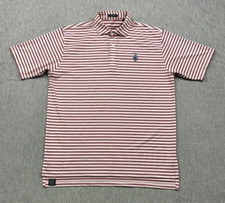 Turtleson Polo Shirt Mens Large White Red Striped Sttretch Golf Lightweight