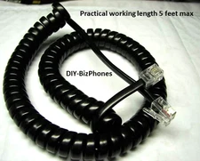 Black 9Ft Generic Handset Cord 4" Tail Lead Landline Phone Universal Fit Curly