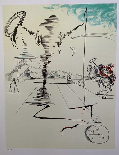 SALVADOR DALI DON QUIXOTE CHEVALIER SPINNING MAN Limited Edition Lithograph Art - Picture 10 of 11