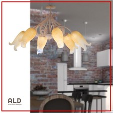 Lampadario classico a plafoniera in metallo 6 luci con bocce in vetro di murano