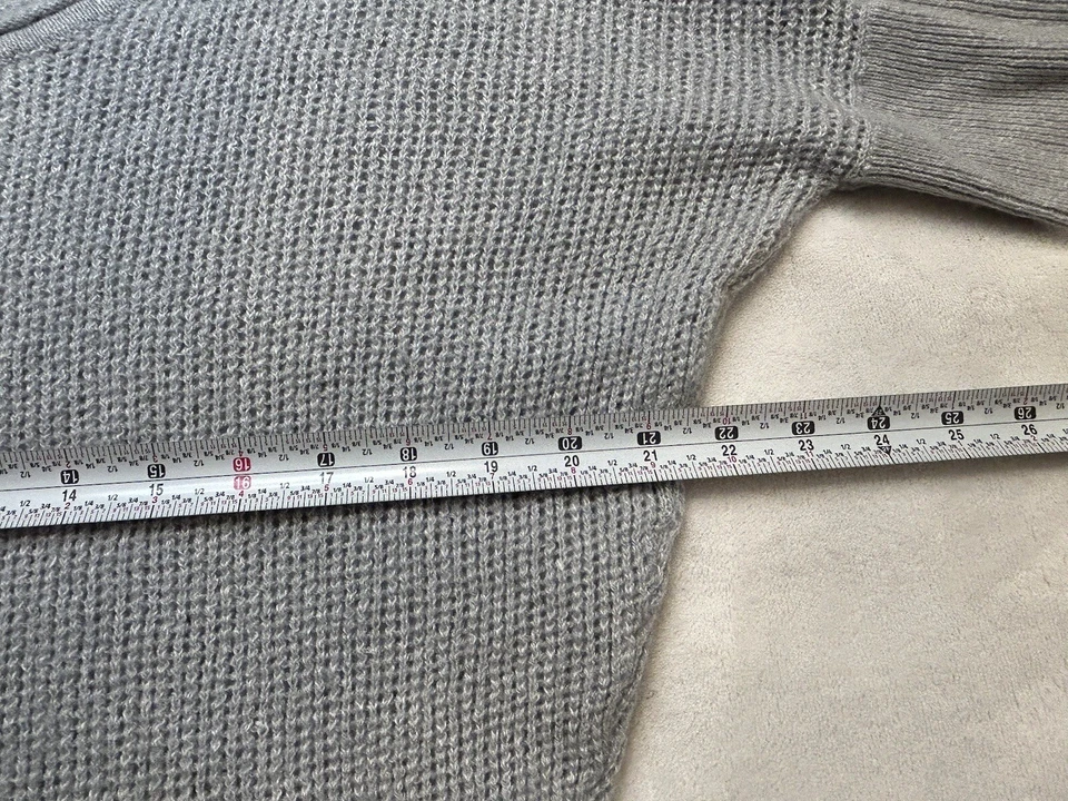 Suéter Top Athleta Gris Medio Tejido Gofre Manga Dolman Cachemira Mezcla Lino Foto 4 de 4