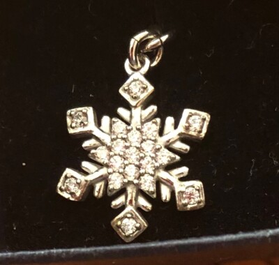 Stauer Sterlingsilber Schneeflocke Anhänger 18'' Kette Neu in Box
