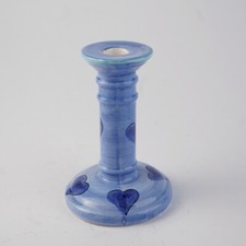 Blauer Keramik Kerzen Leuchter ca. 16 cm hoch Handbemalt