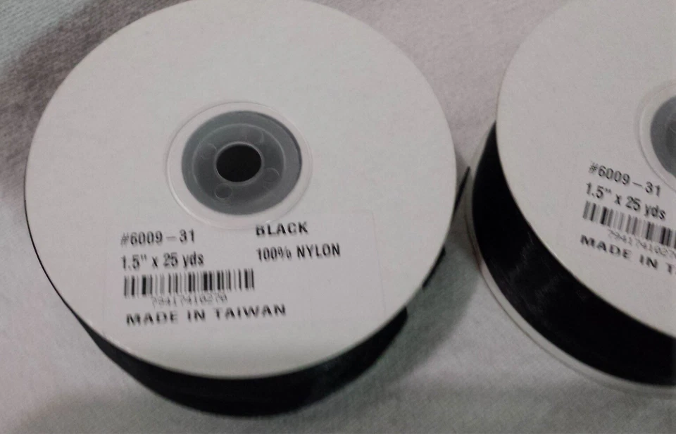 Lote/2 Rollos Cinta Nylon Borde Más Oscuro Cinta Organza Negra 1.5" x 25 yardas (x2) Foto 3 de 4