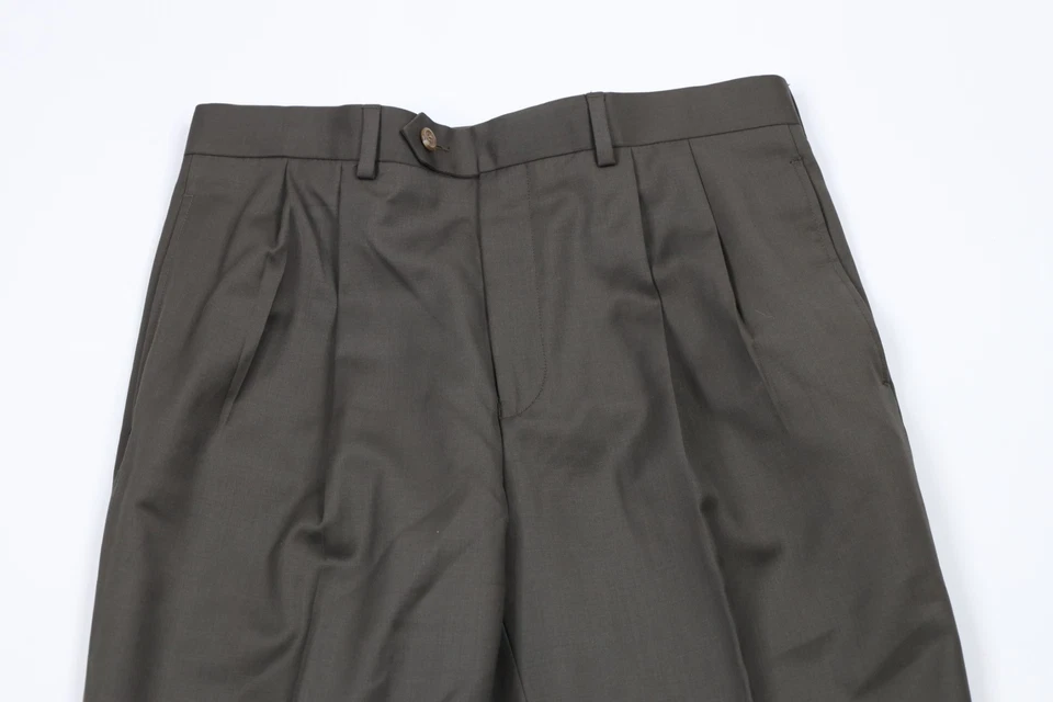 Pantalones chinos vintage años 90 Ralph Lauren para hombre 32x30 lana cachemir pierna ancha verde Foto 2 de 4