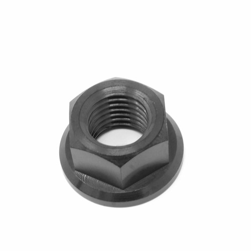 M10 X 1.25 Titanium Flange Nut - 14mm Hex, Grade 5 Ti With Black PVD Coating - RaceTi