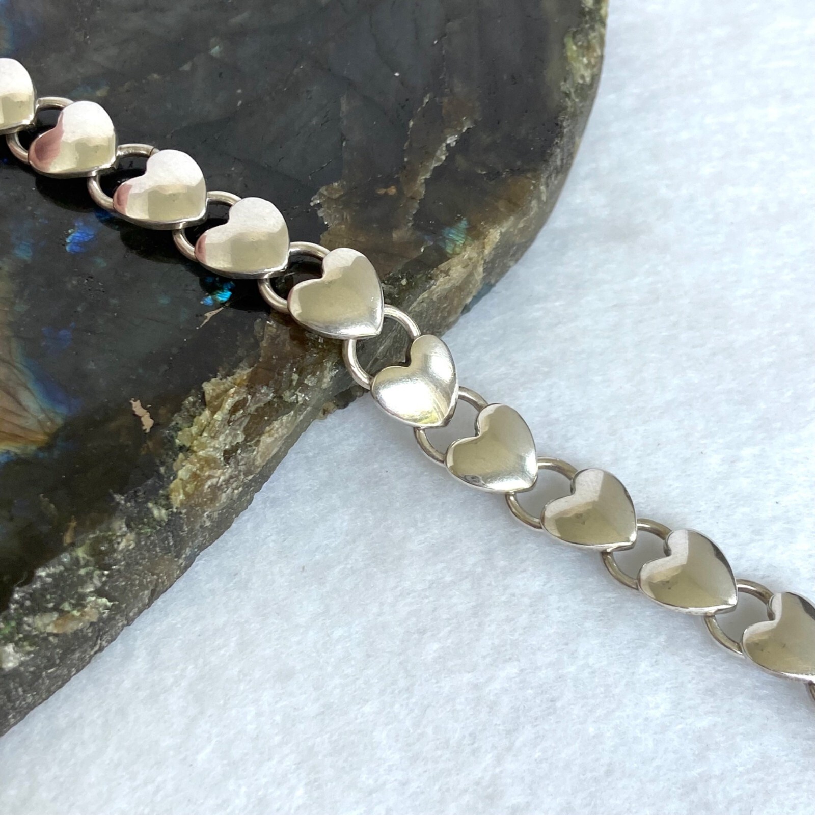 Solid Sterling Silver 925 Stacking Heart Link Tog… - image 12