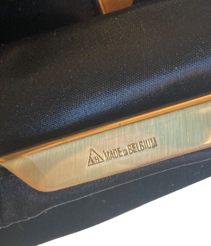 Morris Moskowitz Vintage 60s Black Satin Evening Bag Gold Chain Made in Belgium - Picture 10 of 11