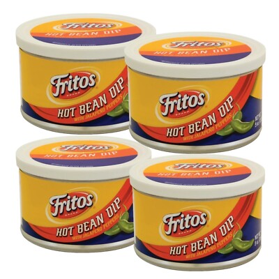 Fritos HOT BEAN Dip (With Jalapeno Peppers) Spicy Creamy 9 oz. Can (Pack of 4)