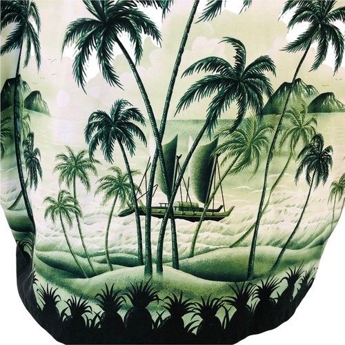 Vintage RJC Camp Hawaiian Shirt Mens XL Palm Pineapple Volcano Green USA MADE - Picture 10 of 11