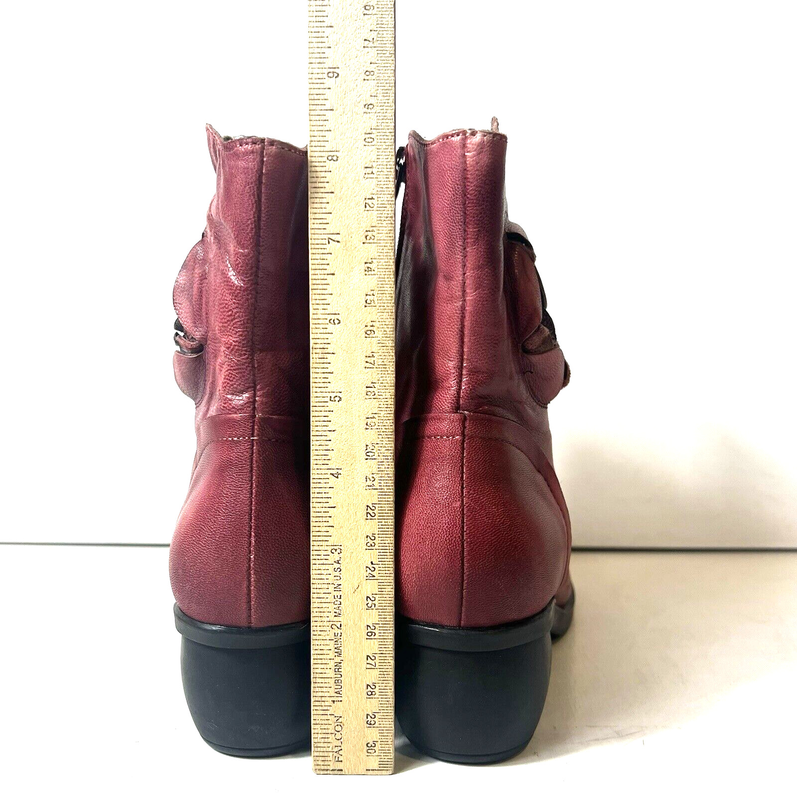 SOCOFY Ankle Bootie Leather Women's EU 40 US 9.5 Rose Pink Bohemian Zip Up Boots