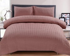 Seersucker Duvet Cover Set Cotton Rich (Up to 74%) w/ Pillowcases All Sizes