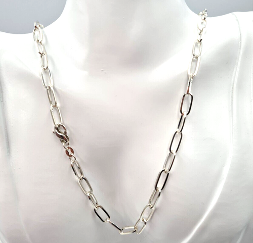 Genuine Heavy Sterling Silver Paper Clip Link Chain Necklace 50cm Long - Bild 2 von 24