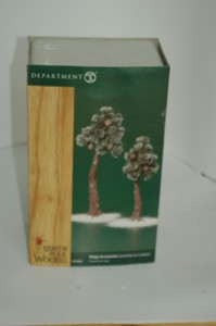 Dept-56-North-Pole-Woods-Pinewood-Trees-Large-56924-Set-of-2-Village-Accessories