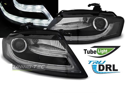 Strålkastare LED DRL Insida for AUDI A4 B8 2008>2011 Svart Fri frakt LPAUD0WL XI