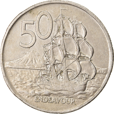 New Zealand 50 Cents Coin | Captain James Cook | HMS Endeavour