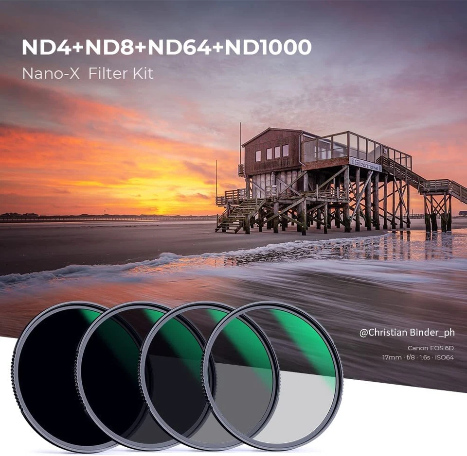 K&F Concept Fixed ND Neutral Density ND4 ND8 ND64 ND1000 Lens Filter Kit w Pouch - Image 2 of 4