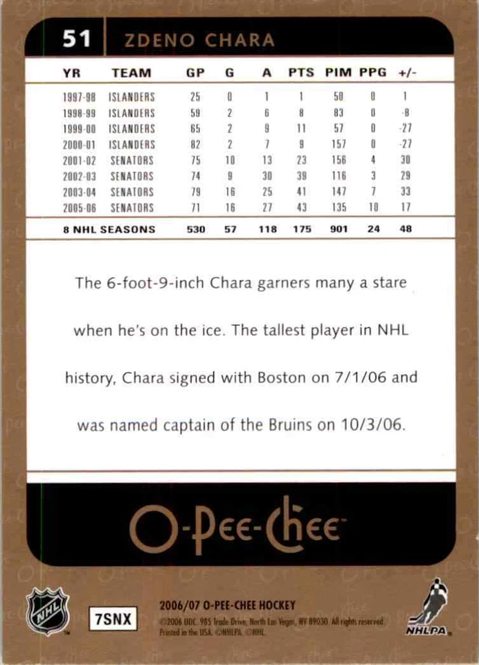 2006-07 O-Pee-Chee Zdeno Chara #51 - Image 2 of 2